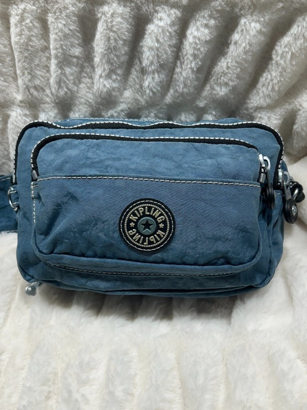 Kipling 3-Way Convertible Bag - Crossbody / Sling / Waist Bag Denim Blue